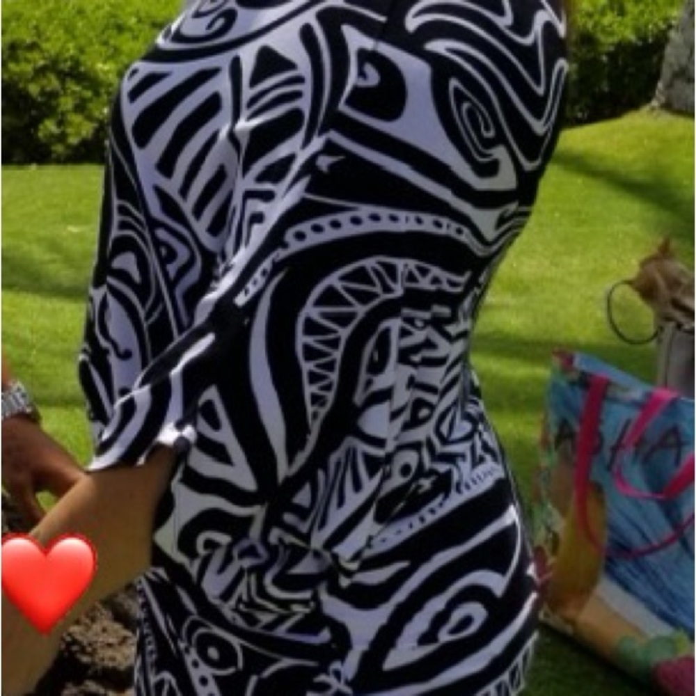 Missing Polynesia-Black And White Patterned Dress - image 4